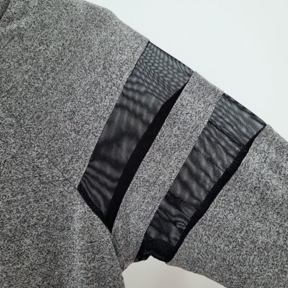 H&M Mesh Striped Gray Long Sleeve Top Size XS Black Grunge Goth Skater Sporty - Picture 4 of 4